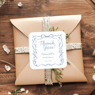 Something Blue Before I Do Bow Bridal Shower Favor Square Sticker