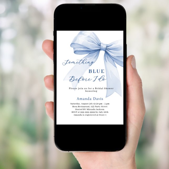 Something blue before I do bow Bridal Shower Invitation (Front Digital)