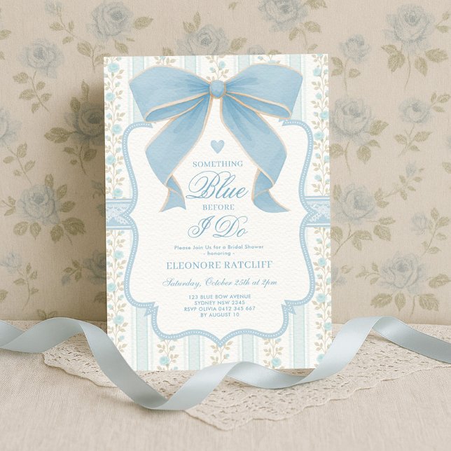 Something Blue Before I Do Bow Bridal Shower Invitation (Creator Uploaded)