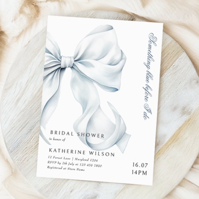 Something Blue Before I Do Bow Bridal Shower Invitation (Creator Uploaded)