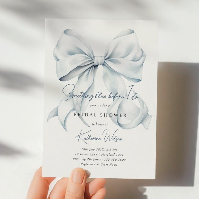 Something Blue Before I Do Bow Bridal Shower Invitation (Creator Uploaded)