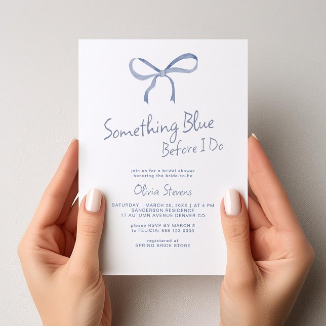 Something blue before I do bow bridal shower Invitation (Creator Uploaded)