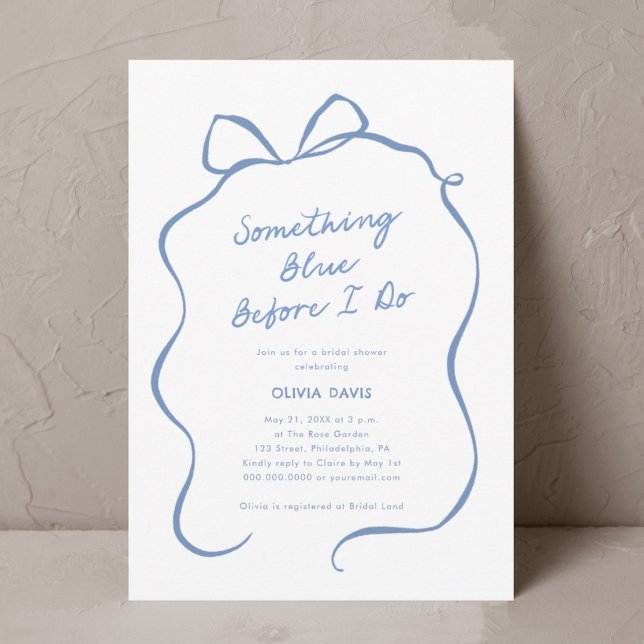 Something Blue Before I Do Bow Bridal Shower Invitation (Creator Uploaded)