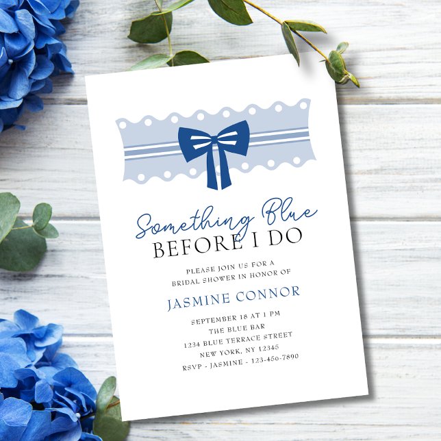 Something Blue Before I Do Bow Bridal Shower  Invitation (Creator Uploaded)