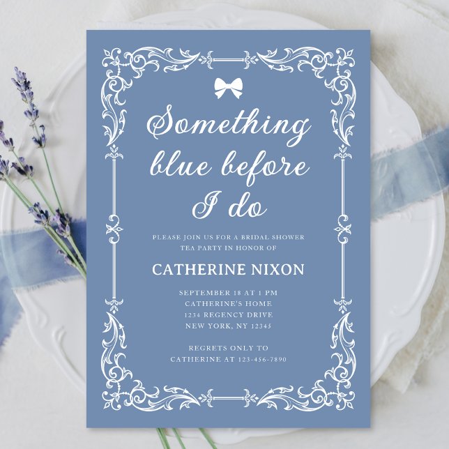 Something Blue Before I Do Bow Bridal Shower  Invitation (Creator Uploaded)