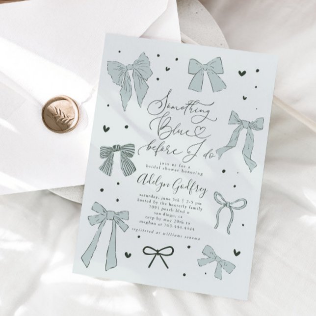 Something Blue Before I Do Bow Bridal Shower Invitation (Creator Uploaded)