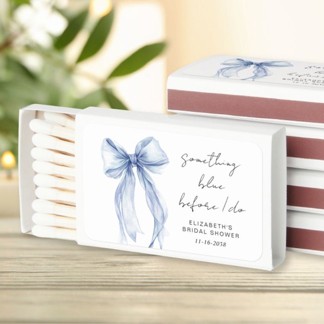 Something Blue Before I Do Bow Bridal Shower Matchboxes (Something Blue Before I Do Bow Bridal Shower Matchboxes)