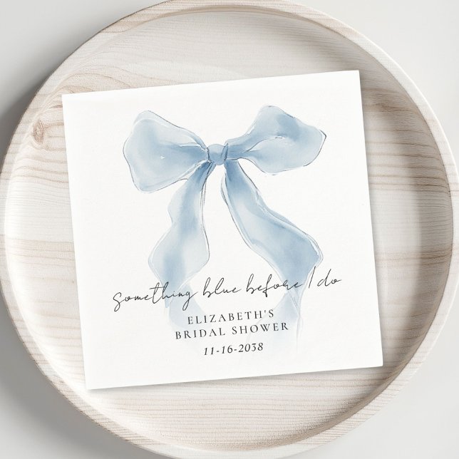 Something Blue Before I Do Bow Bridal Shower Napkins (Something Blue Before I Do Bow Bridal Shower Napkins)