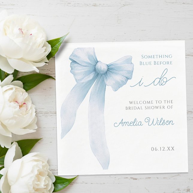 Something Blue Before I Do Bow Bridal Shower Napkins (Something Blue Before I Do Bow Bridal Shower Napkins)