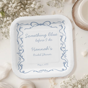 Something Blue Before I Do Bow Bridal Shower Paper Plates