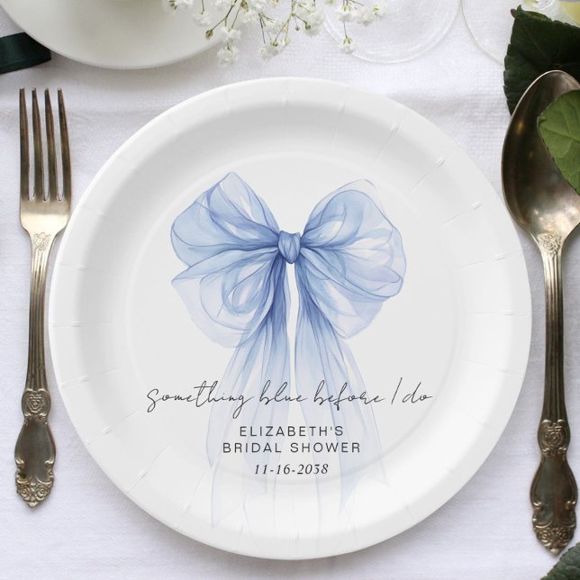 Something Blue Before I Do Bow Bridal Shower Paper Plates (Creator Uploaded)