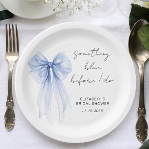 Something Blue Before I Do Bow Bridal Shower Paper Plates