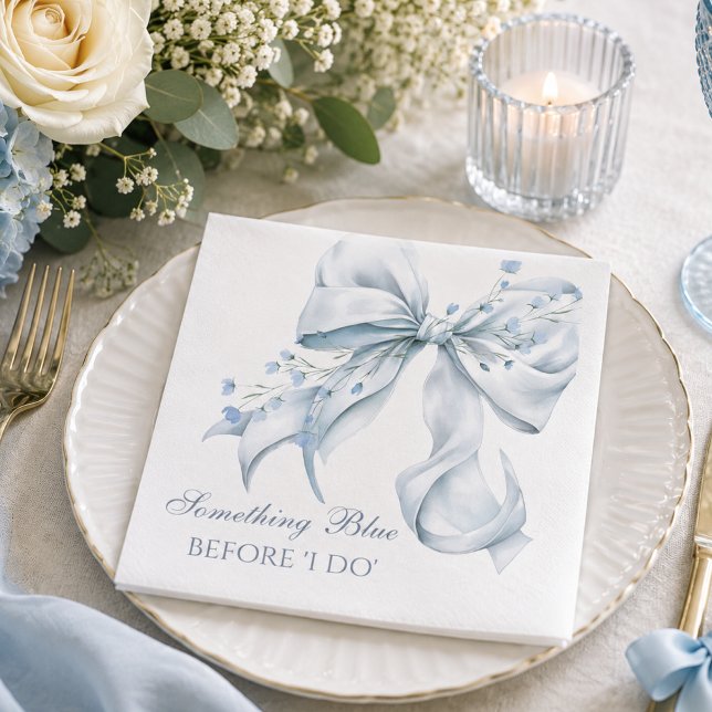 Something Blue Before I Do Bow Coquette Napkins (Something Blue Before I Do, Coquette bridal shower Napkin)