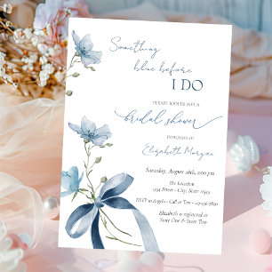 Something Blue Before I Do Bow Flowers Invitation