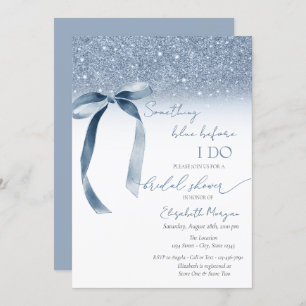 Something Blue Before I Do Bow Glitter Invitation