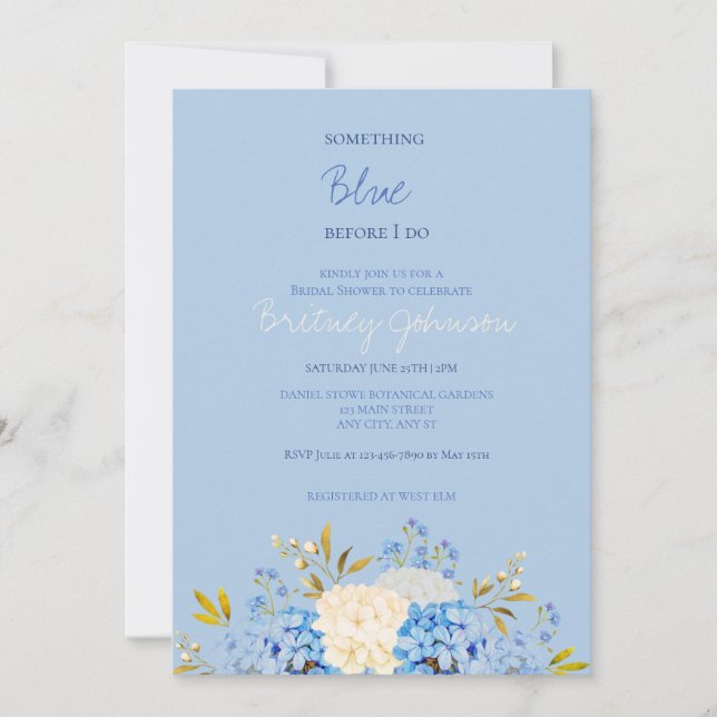 Something Blue Before I do Bridal Invitation (Front)