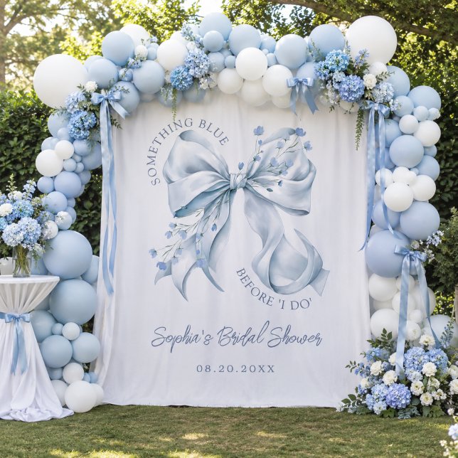 Something Blue Before I do Bridal Shower Backdrop (Elegant Something Blue Before I Do Coquette bridal shower Backdrop)