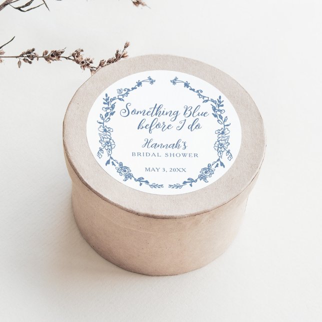 Something Blue Before I Do Bridal Shower Classic Round Sticker (Creator Uploaded)