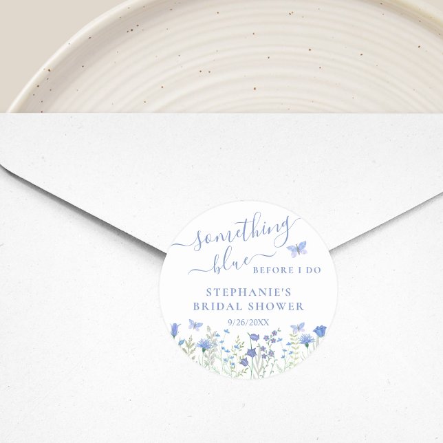 Something Blue Before I Do Bridal Shower Classic Round Sticker (Creator Uploaded)