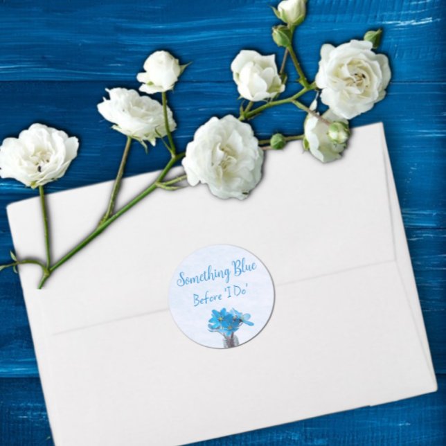 Something Blue Before I Do Bridal Shower Classic Round Sticker (Creator Uploaded)