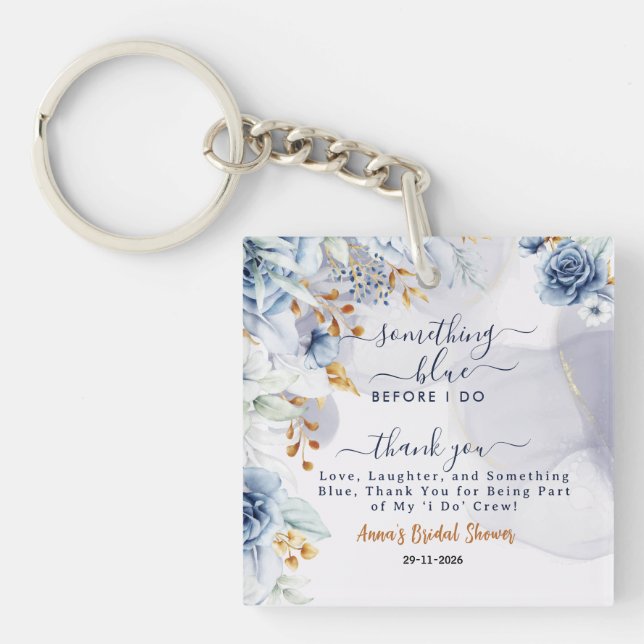 Something Blue Before I Do Bridal Shower Favors Keychain (Front)