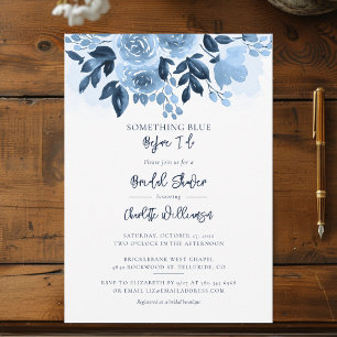 Something Blue Before I Do Bridal Shower Floral Invitation