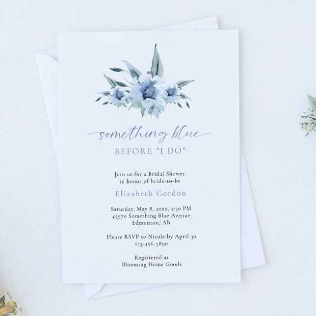 Something Blue Before I Do Bridal Shower Floral Invitation (Creator Uploaded)