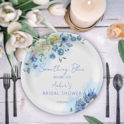 Something blue before i do bridal shower floral paper plates