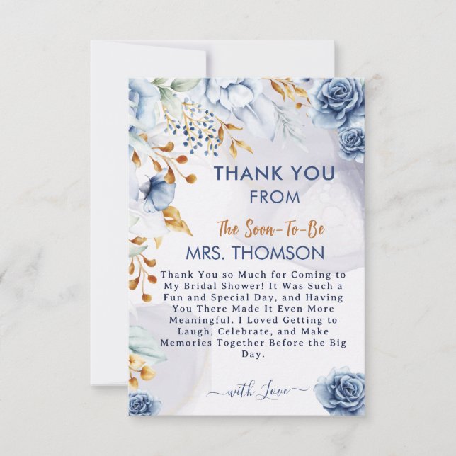 Something Blue Before I Do Bridal Shower Floral Thank You Card (Front)