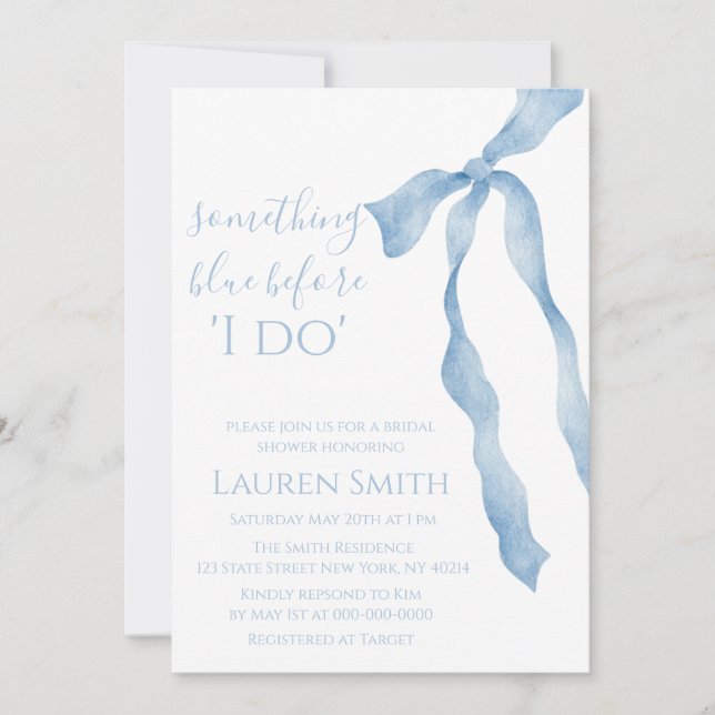 Something Blue Before I Do" Bridal Shower Invitati Invitation (Front)