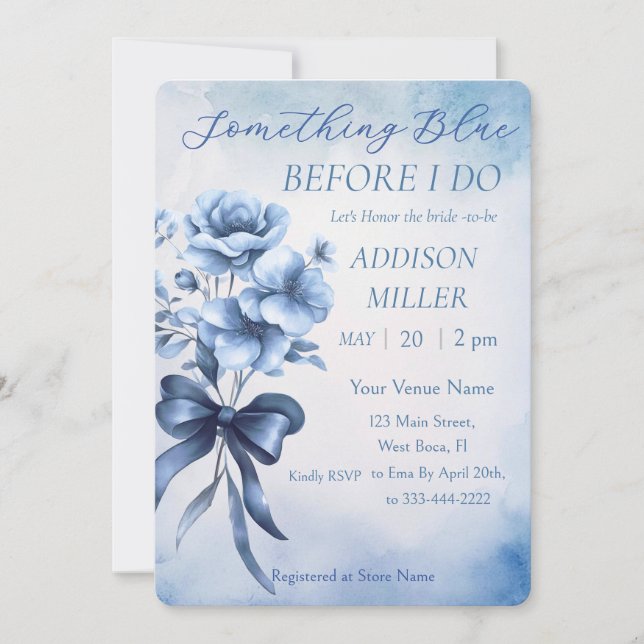 "Something Blue Before I Do" Bridal Shower Invitation (Front)