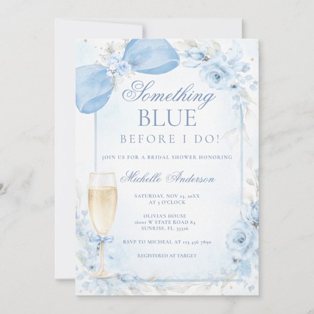 Something Blue Before I do Bridal Shower  Invitation (Front)