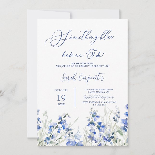 Something Blue Before I Do Bridal Shower  Invitation (Front)