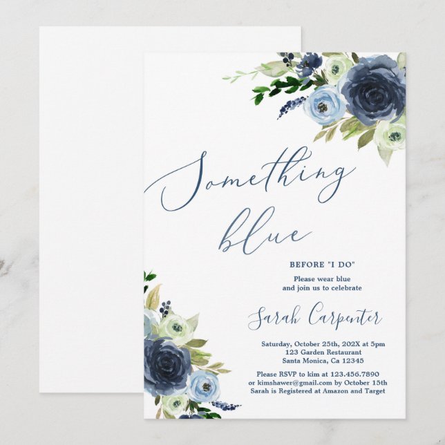 Something Blue Before I do Bridal Shower  Invitation (Front/Back)