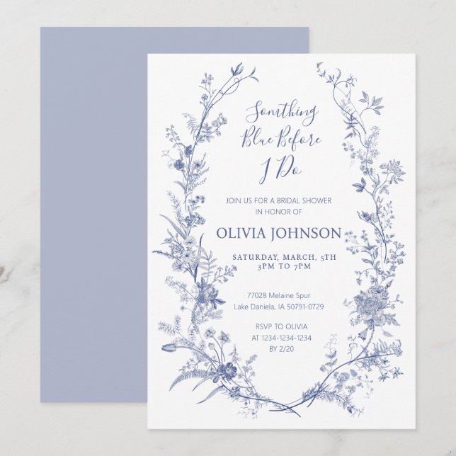 something blue before i do bridal shower invitation (Front/Back)
