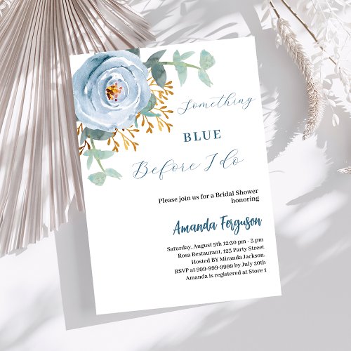 Something blue before I do Bridal Shower Invitation