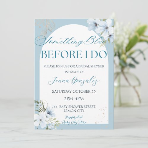 Something Blue Before I Do Bridal Shower  Invitation