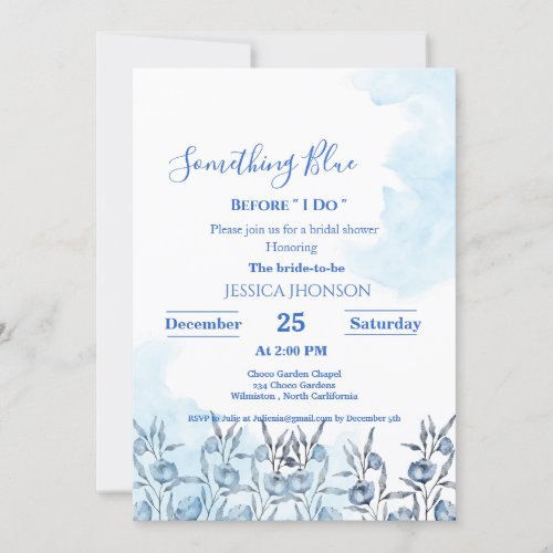 Something blue before i do bridal shower invitation