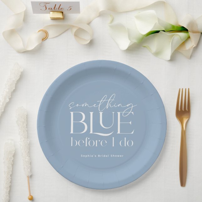 Something Blue Before I Do Bridal Shower Paper Plates (Wedding)