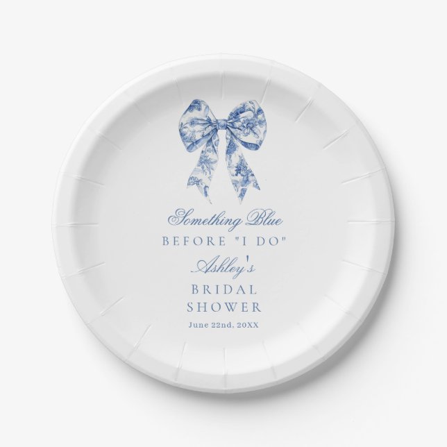 Something Blue Before I Do Bridal Shower Paper Plates (Front)