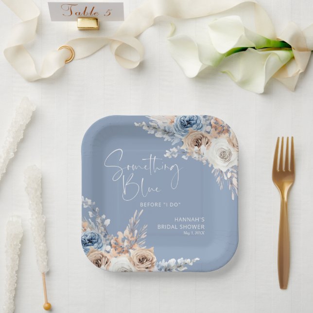 Something Blue Before I Do Bridal Shower Paper Plates (Wedding)