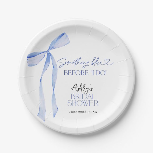 Something Blue Before I Do Bridal Shower Paper Plates (Front)