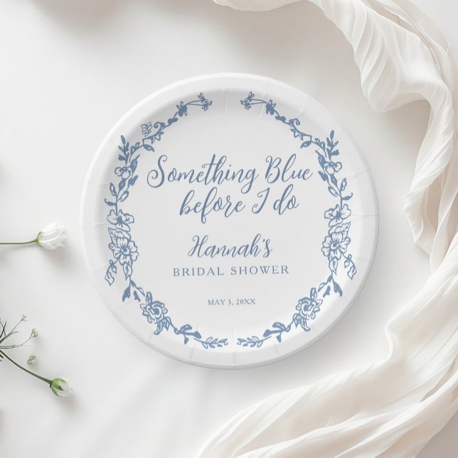 Something Blue Before I Do Bridal Shower Paper Plates (Creator Uploaded)