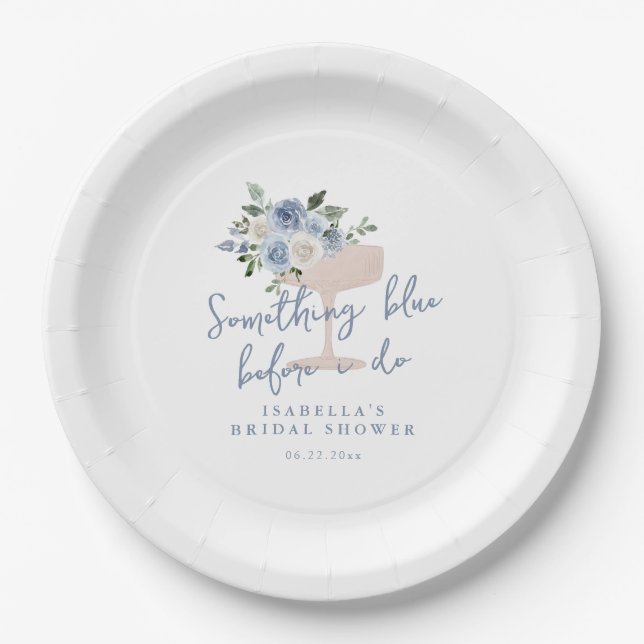 Something Blue before I do bridal shower Paper Plates (Front)