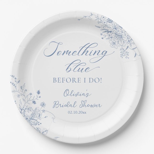 Something Blue Before I Do Bridal Shower Paper Plates (Front)