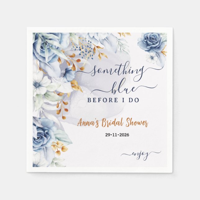 Something Blue Before I Do Bridal Shower Party Napkins (Front)