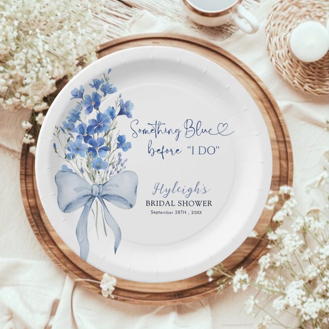 Something Blue Before I Do Bridal Shower Party Paper Plates (Creator Uploaded)