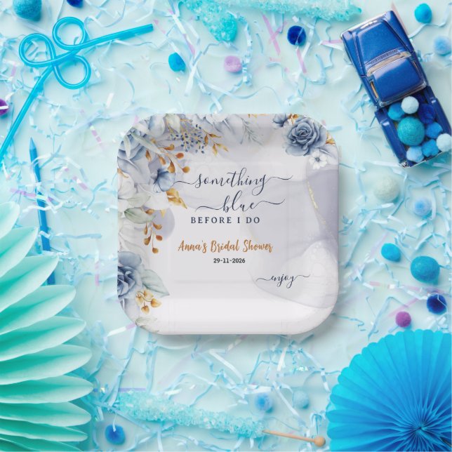 Something Blue Before I Do Bridal Shower Party Paper Plates (Party)