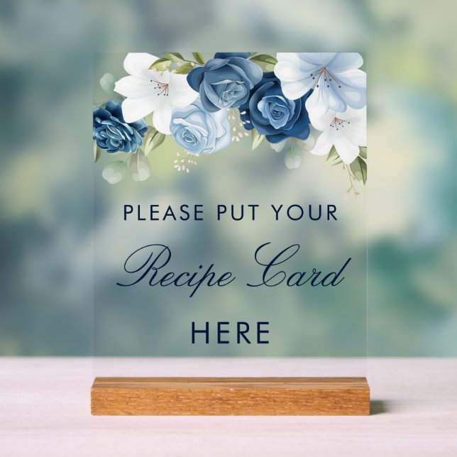 Something Blue Before I Do Bridal Shower Recipe Acrylic Sign (Neutral)