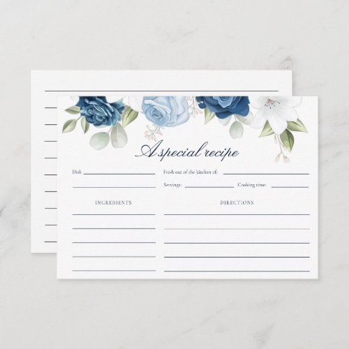 Something Blue Before I Do Bridal Shower Recipe Enclosure Card